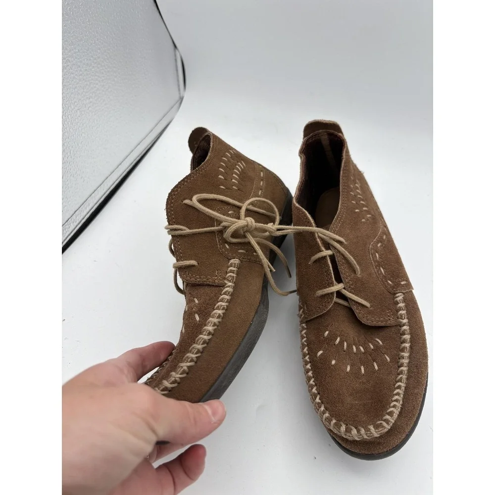 Minnetonka Boots Womens Size 7 Brown Suede Chukka Moccasin Ankle Lace Up Booties